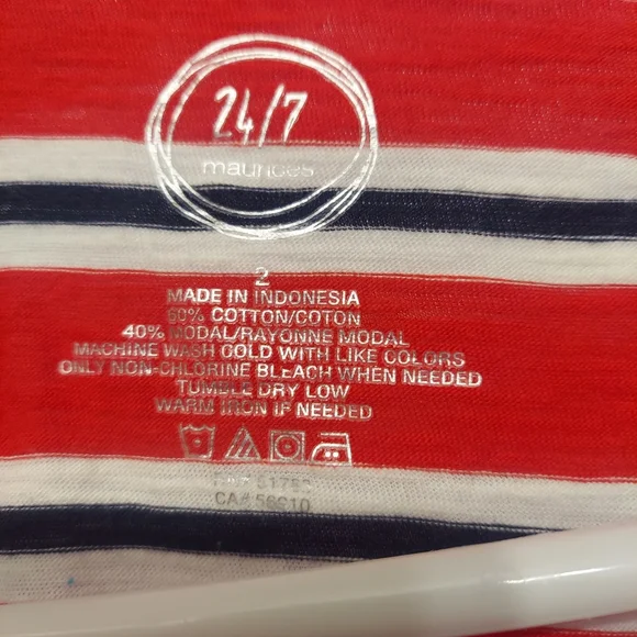 Maurices striped 2x criss-cross v neckline nautical colors plus size top - Picture 4 of 10